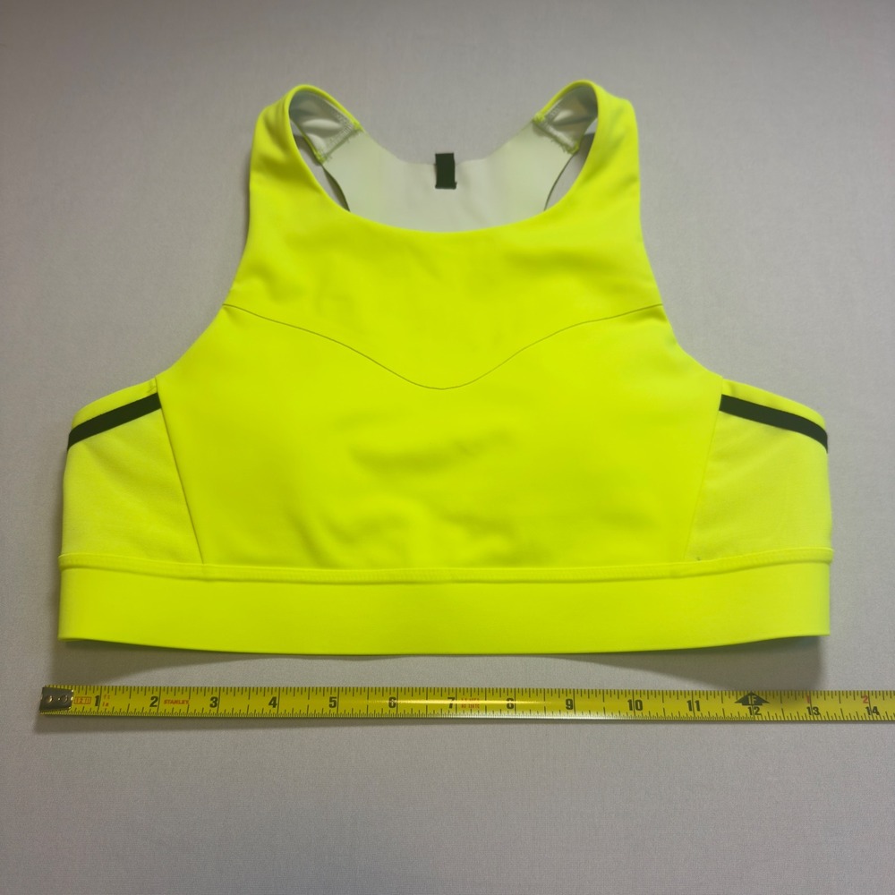 Brooks Neon Yellow High Neck Racerback Sports Bra 34A/B 350080 F21 Workout Gym - Picture 4 of 7